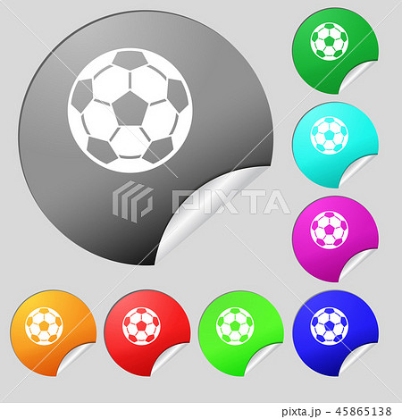 Football icon sign. Set of eight multi colored rou Football icon sign. Set of eight multi colored rou 45865138