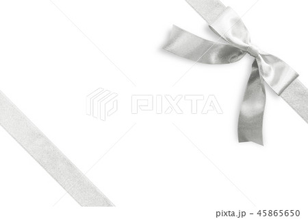 Silver bow satin ribbon band stripe fabric on corn 45865650