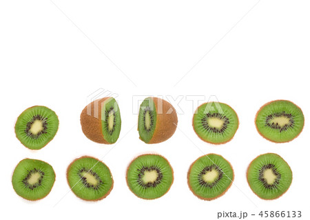 sliced kiwi fruit isolated on white background, with copy space for your text. Top view sliced kiwi fruit isolated on white background, with copy space for your text. Top view 45866133