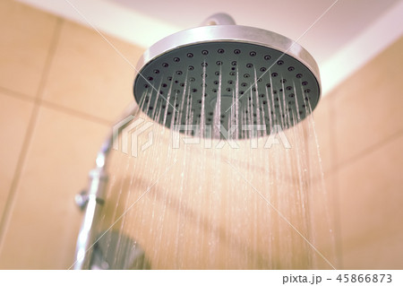 Water running from the shower head Water running from the shower head 45866873