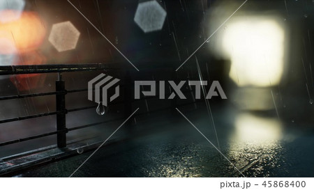 urban scene at rainy night with bokeh lights 45868400