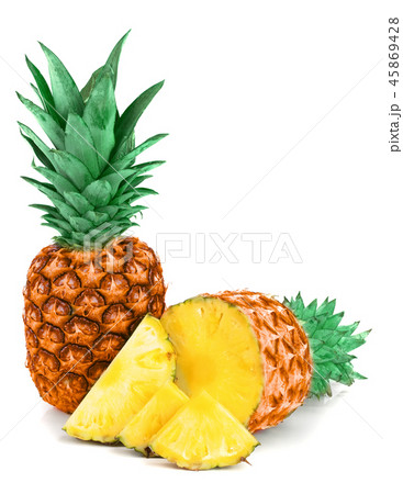 pineapple with slices isolated on white background 45869428