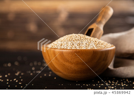 Raw quinoa seeds in a bowl Raw quinoa seeds in a bowl 45869942