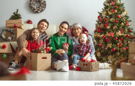 family preparing for Christmas 45872026