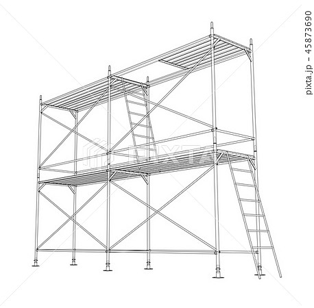 3D outline scaffold. Vector rendering of 3d 45873690