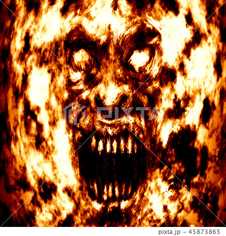 Angry Burning Ghoul Face Orange Color のイラスト素材