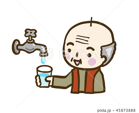 ベクター 水道 水 出る おじいちゃんのイラスト素材