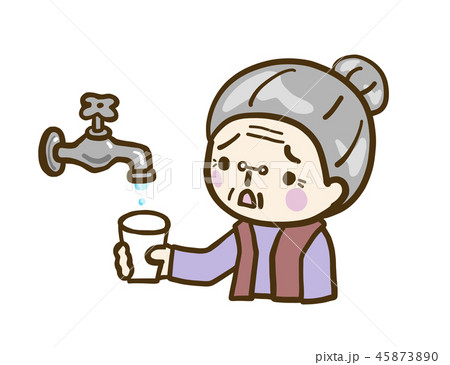ベクター 水道 水 出ない おばあちゃんのイラスト素材