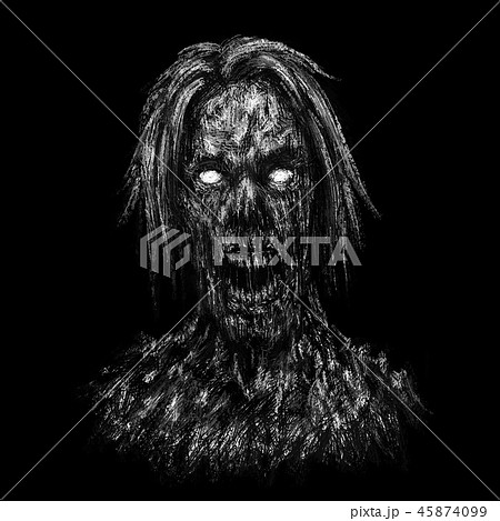 Spooky zombie woman facein horror genre. 45874099