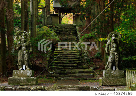 大分県　両子寺の参道の仁王像 45874269