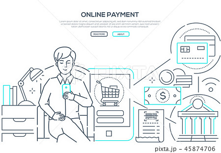 Online payment - modern line design style web banner Online payment - modern line design style web banner 45874706