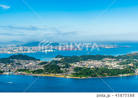 関門海峡の眺め 福岡県 山口県 の写真素材