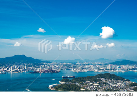 関門海峡の眺め 福岡県 山口県 の写真素材