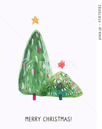 Christmas Tree hand drawn watercolor greeting card Christmas Tree hand drawn watercolor greeting card 45876082