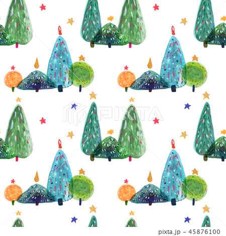 Christmas Tree hand drawn watercolor seamless Christmas Tree hand drawn watercolor seamless 45876100