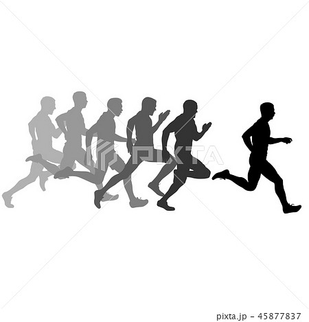 Set silhouettes runners sprint men on a white  45877837