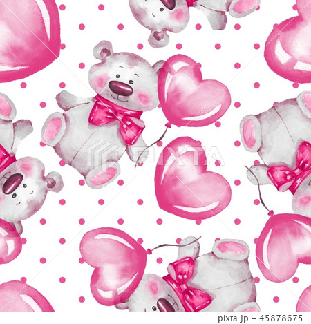 Seamless pattern with Teddy Bear and balloons 45878675