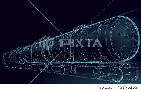 Oil railway cistern 3D render low poly. Fuel petroleum finance industry diesel tank. Cylinder Oil railway cistern 3D render low poly. Fuel petroleum finance industry diesel tank. Cylinder 45879295