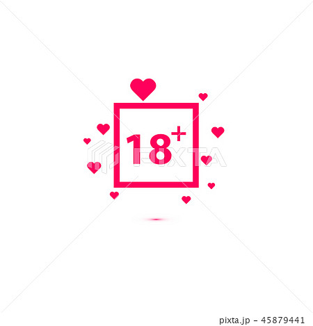 18 age warning stamp with hearts. 45879441