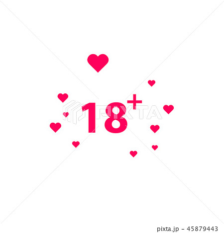 18 age warning stamp with hearts. 45879443