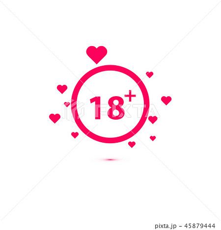 18 age warning stamp with hearts. 45879444