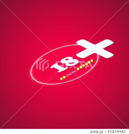 18 age warning stamp with progress loading bar. 45879482