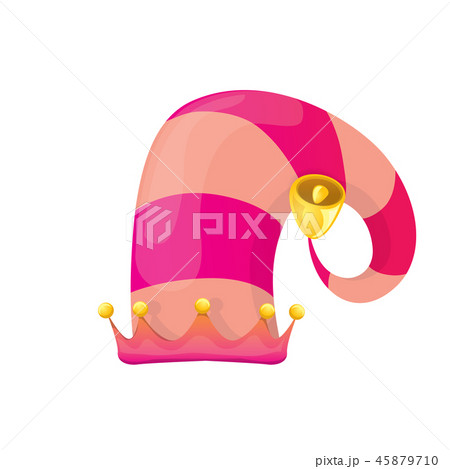 vector funky pink stripped cartoon christmas elf hat isolated on white background. vector kids 45879710