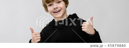 Teenage boy in fashionable clothes 45879880