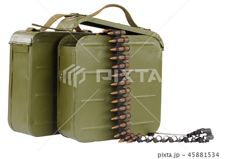 green ammunition box with machine-gun belt  45881534