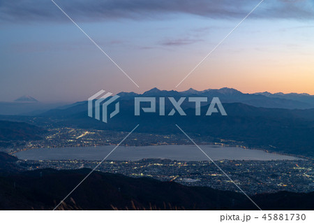 高ボッチ高原の夜景と富士山 高ボッチ高原の夜景と富士山 45881730