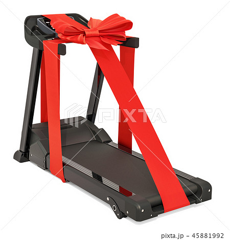 Treadmill with bow and ribbon, gift concept Treadmill with bow and ribbon, gift concept 45881992