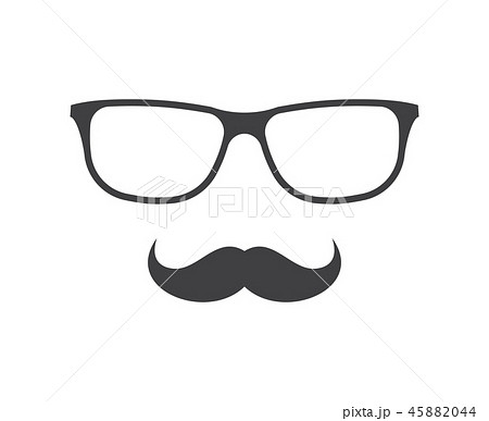 Vector Glasses And Mustache Icon In Black Over のイラスト素材