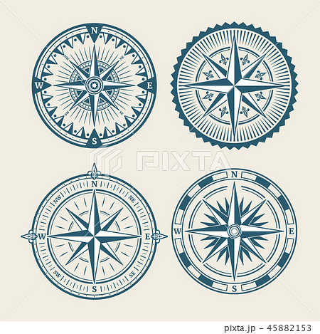 Vintage Marine Compass Logo Setのイラスト素材