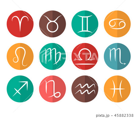 Set of vector Zodiac signs flat icons white background Set of vector Zodiac signs flat icons white background 45882338