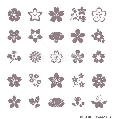 Simple flower, floral graphic vector icons set Simple flower, floral graphic vector icons set 45882413