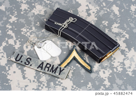 M16 magazine with ammo on US Army uniform 45882474