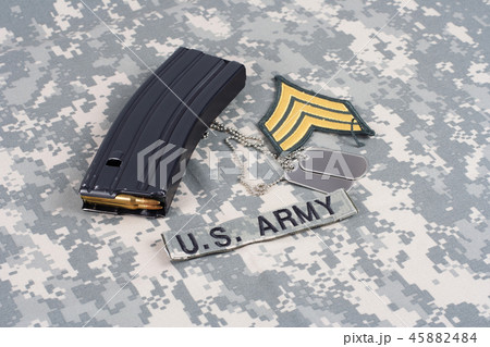 M16 magazine with ammo on US Army uniform 45882484