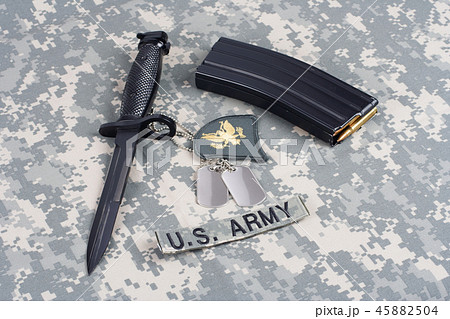 M16 magazine with ammo on US Army uniform 45882504