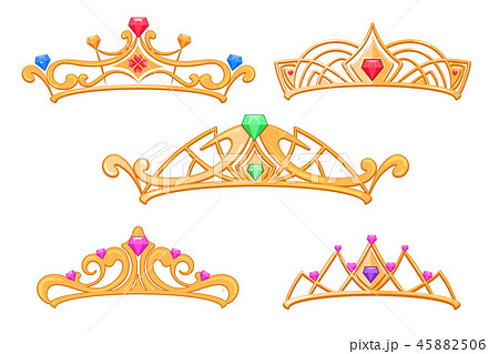 Vector Princess Crowns Tiaras With Gems のイラスト素材
