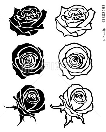 Close Up Rose Vector Tattoo Logos Floral のイラスト素材 45882593 Pixta