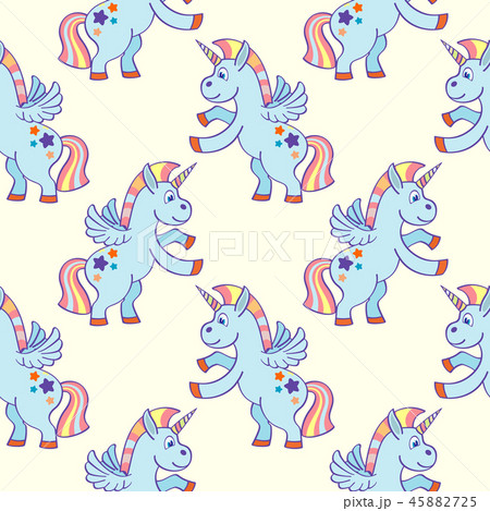 Pastel colored hand drawn unicorns seamless pattern Pastel colored hand drawn unicorns seamless pattern 45882725