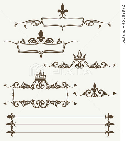 Royal crowns and fleur de lys ornate frames 45882972