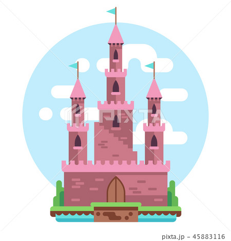 Cartoon Fairy Tale Pink Alcazar Castle Vector のイラスト素材