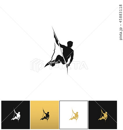 Rock climber logo or mountain climbing adventure silhouette vector icon 45883118