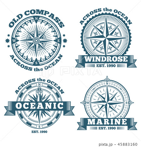 Vintage Nautical Labels Emblems Logo Badges のイラスト素材