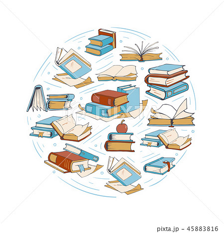 Sketch doodle drawing books, library, book club vector logo Sketch doodle drawing books, library, book club vector logo 45883816