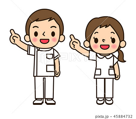 ナース服男女　指さし 45884732