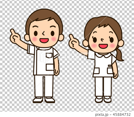 ナース服男女　指さし 45884732