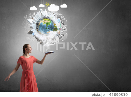 Girl holding opened book Girl holding opened book 45890350