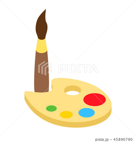 Palette with brush isometric 3d icon Palette with brush isometric 3d icon 45890790